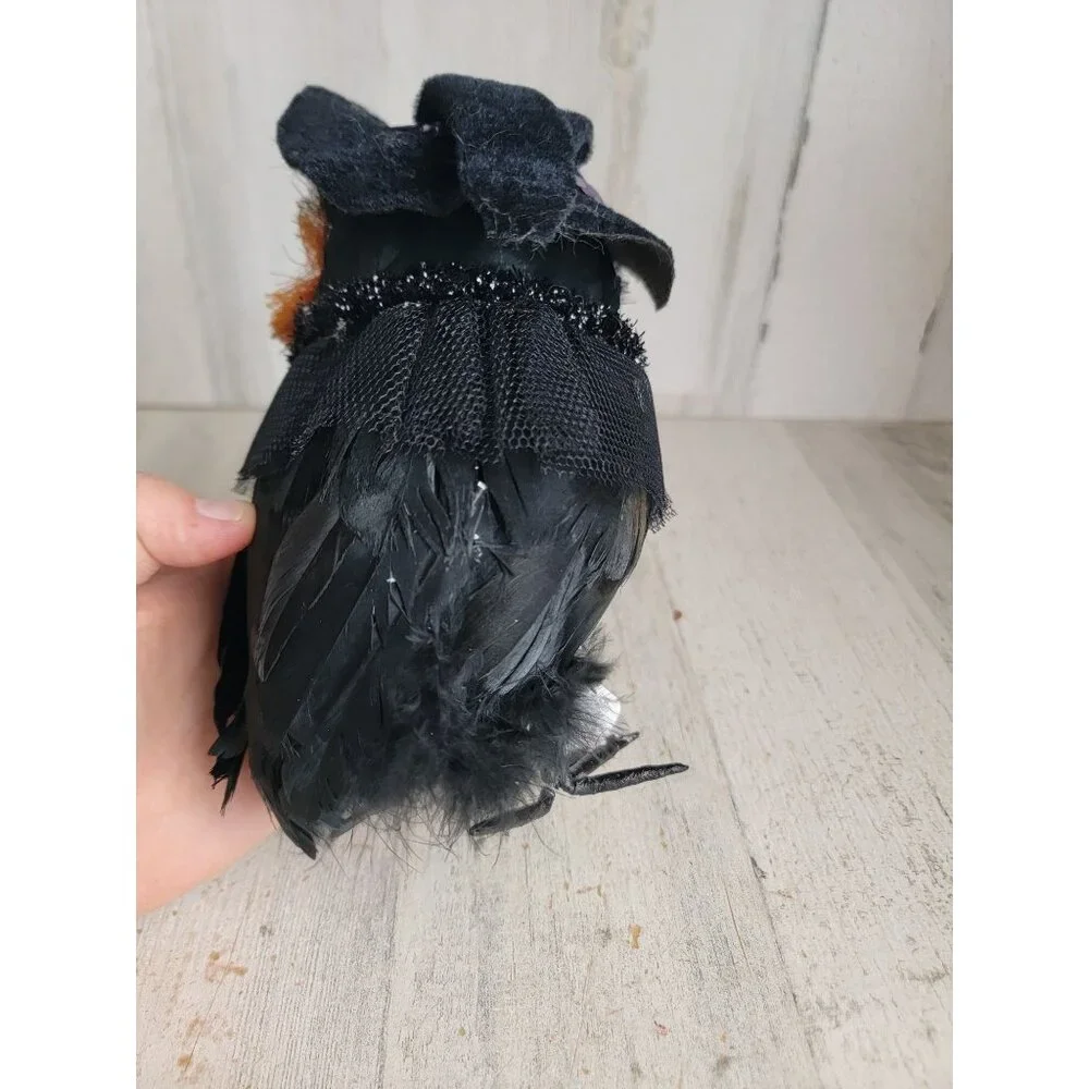Pier 1‎ black glitter witch owl Halloween home decor prop unique